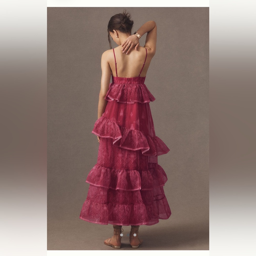 Anthropologie “Let Me Be” Sleeveless Sheer Tiered Midi Dress NWT - Picture 2 of 9